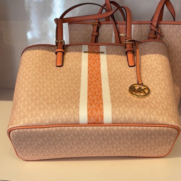 Michael Kors Jet Set Travel Medium Carryall Tote Sherbert Multi - Picture 15 of 16